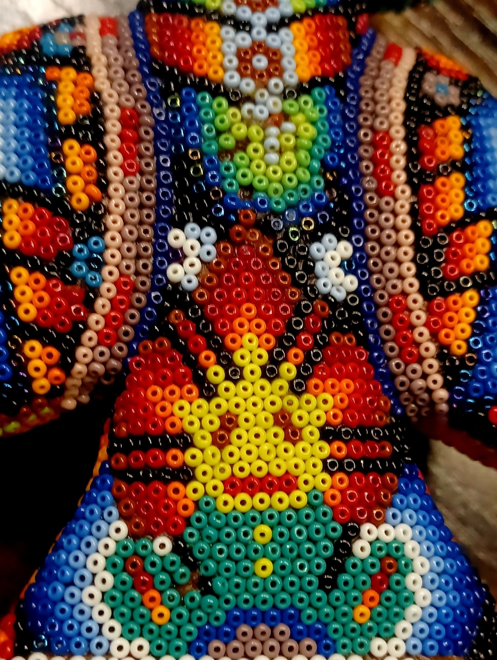 Huichol Native American Tribe Beaded Eagle Sculpture from Mexico
